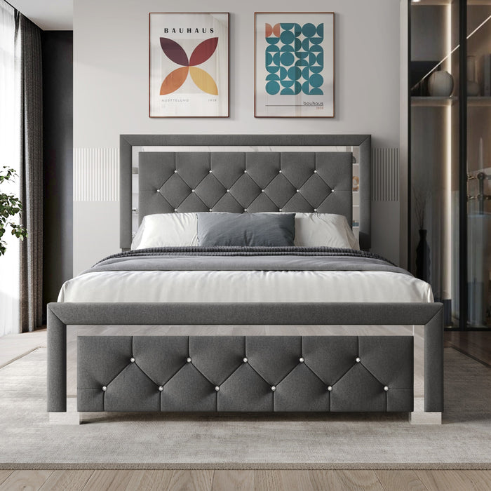 Home Design Toccoa Upholstered Panel Bed Frame