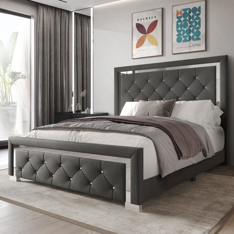 Home Design Toccoa Upholstered Panel Bed Frame