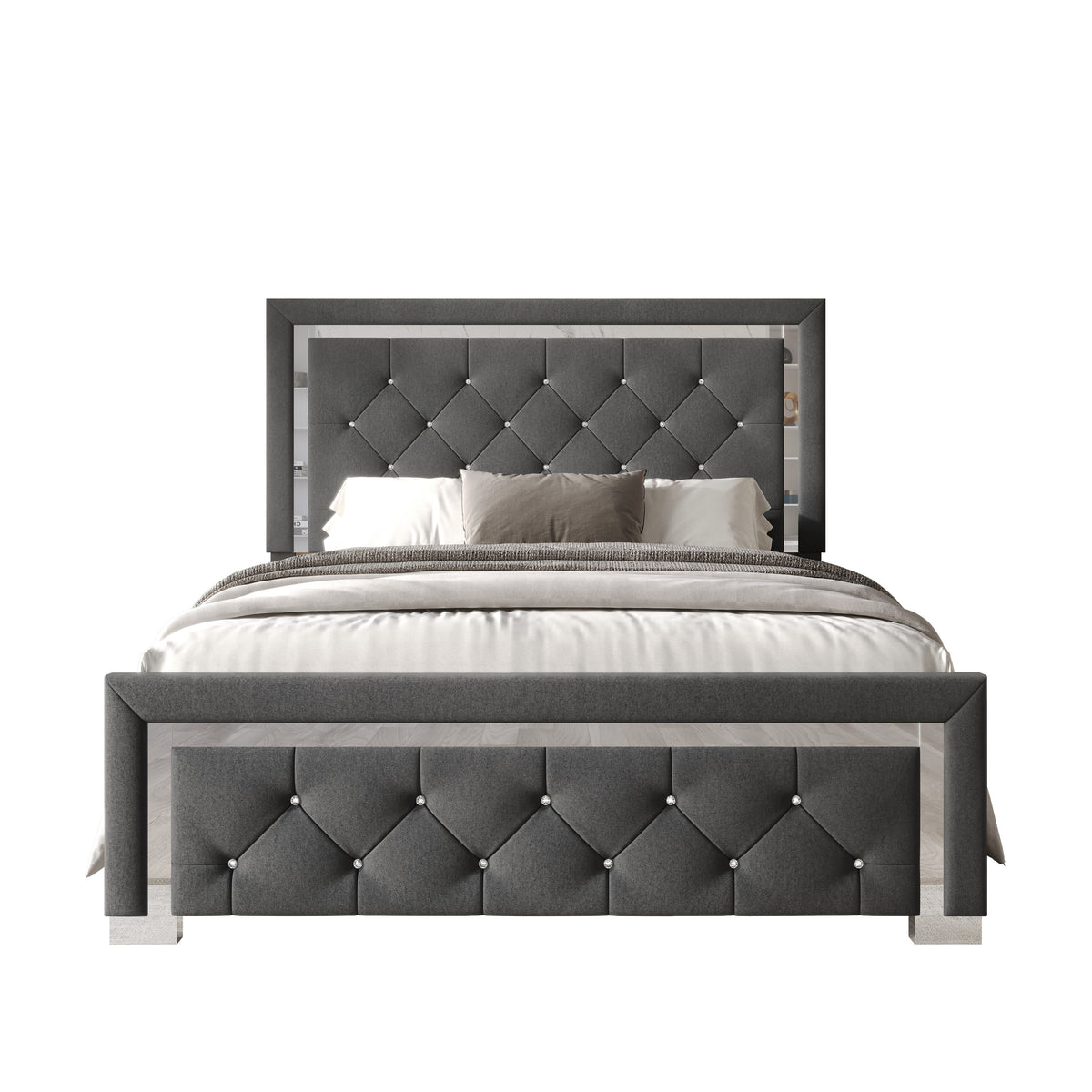 Home Design Toccoa Upholstered Panel Bed Frame