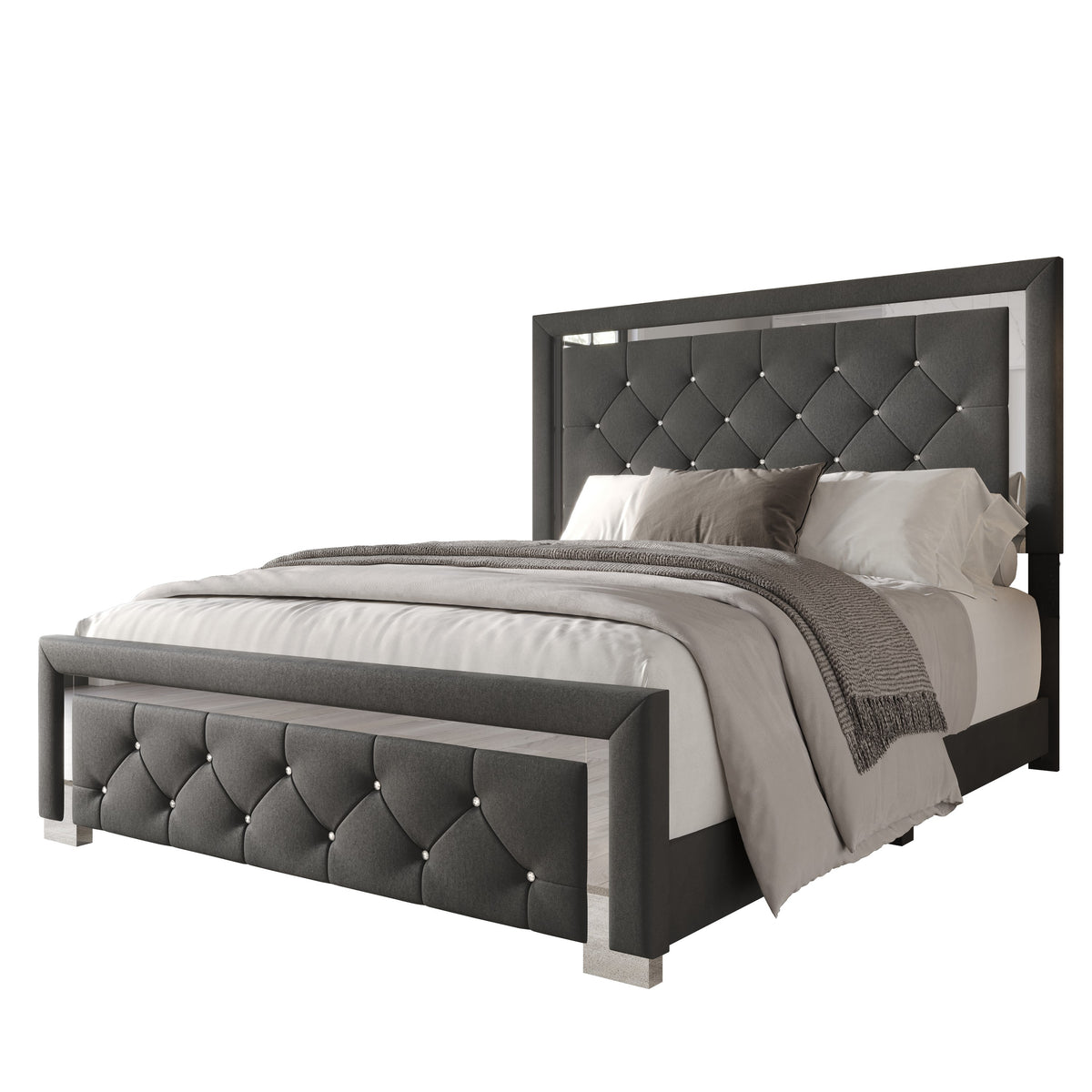 Home Design Toccoa Upholstered Panel Bed Frame