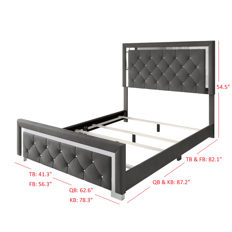 Home Design Toccoa Upholstered Panel Bed Frame