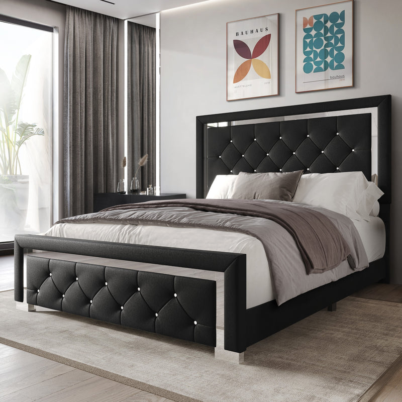 Home Design Toccoa Upholstered Panel Bed Frame