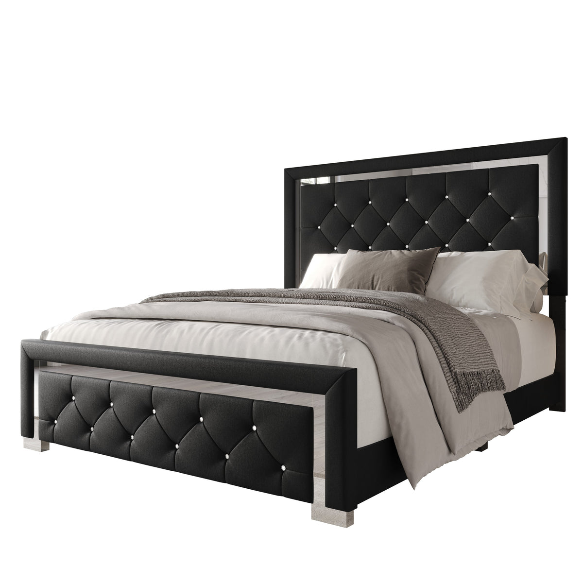 Home Design Toccoa Upholstered Panel Bed Frame