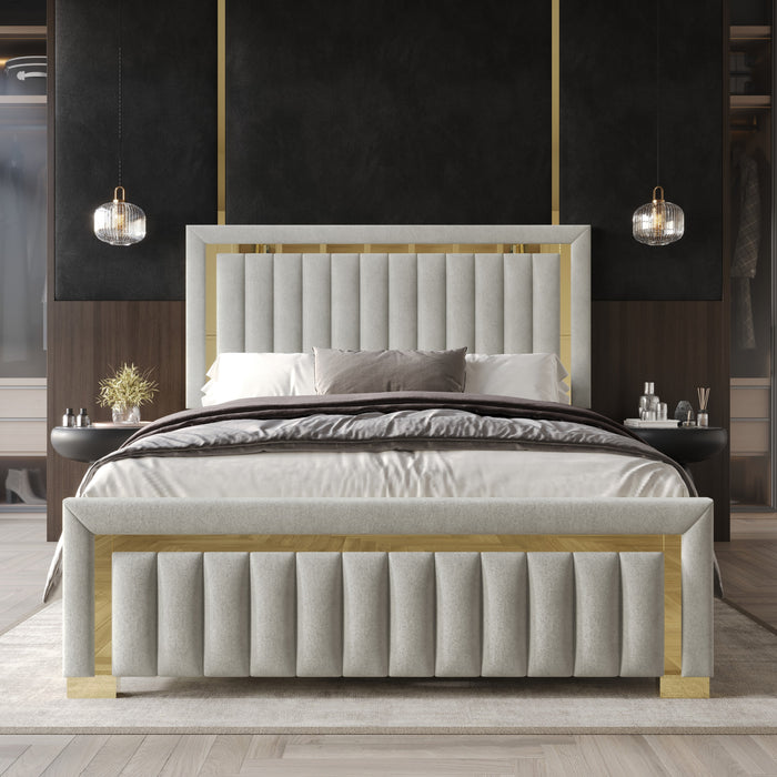 Home Design Olathe Upholstered Panel Bed Frame