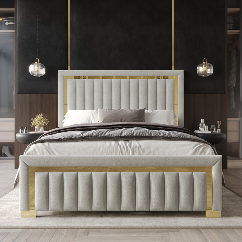 Home Design Olathe Upholstered Panel Bed Frame
