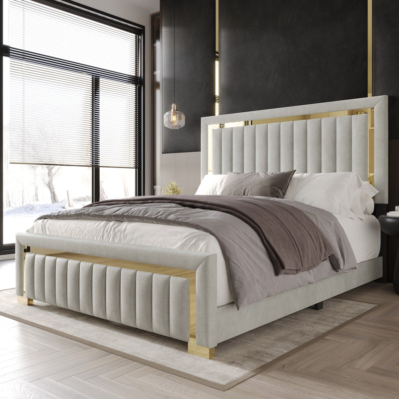 Home Design Olathe Upholstered Panel Bed Frame