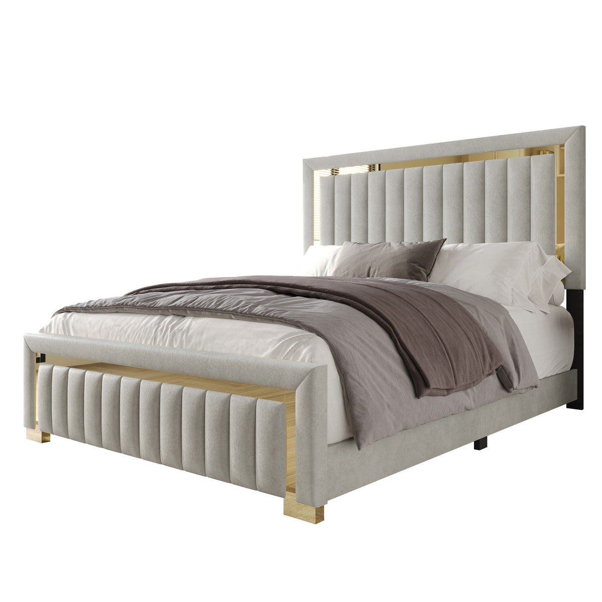 Home Design Olathe Upholstered Panel Bed Frame