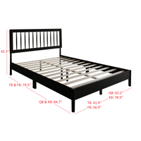 Home Design Galena Wood Platform Bed Frame for Adult, Black