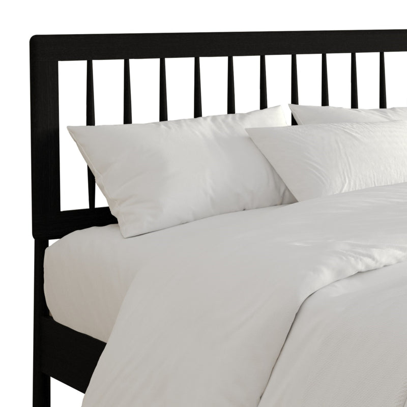 Home Design Galena Wood Platform Bed Frame for Adult, Black