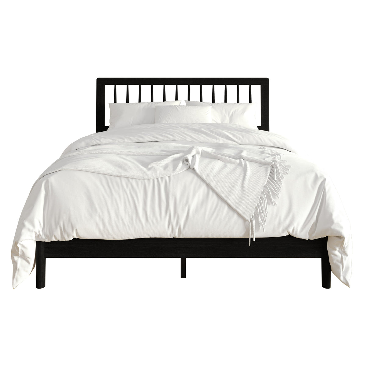 Home Design Galena Wood Platform Bed Frame for Adult, Black