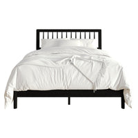 Home Design Galena Wood Platform Bed Frame for Adult, Black
