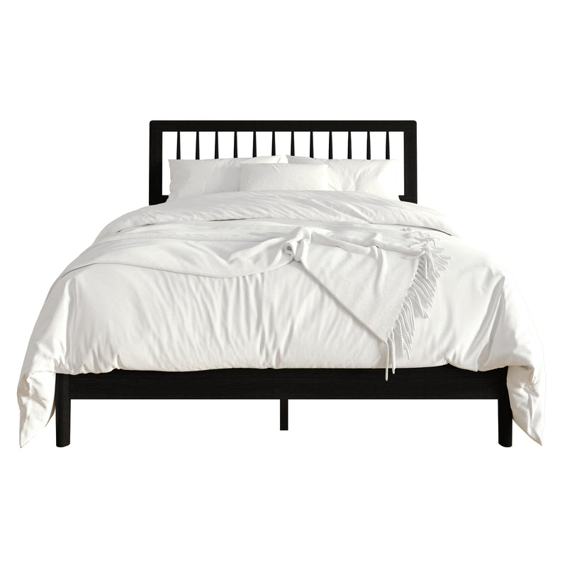 Home Design Galena Wood Platform Bed Frame for Adult, Black