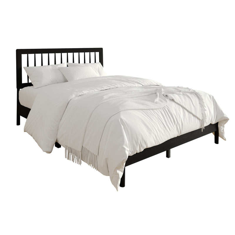 Home Design Galena Wood Platform Bed Frame for Adult, Black