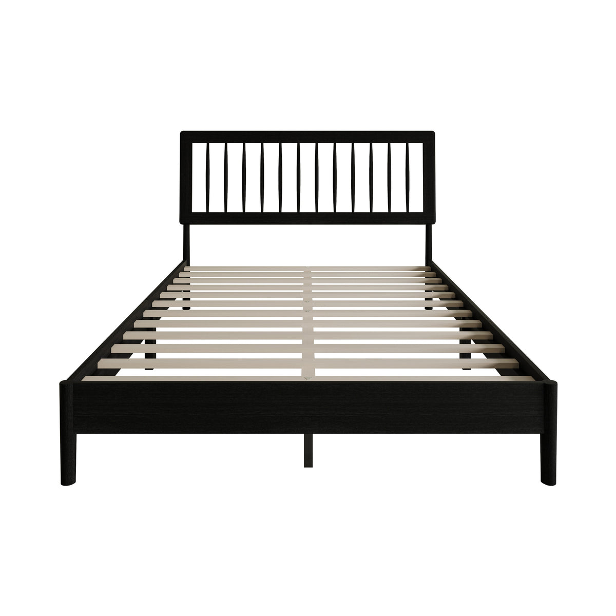 Home Design Galena Wood Platform Bed Frame for Adult, Black