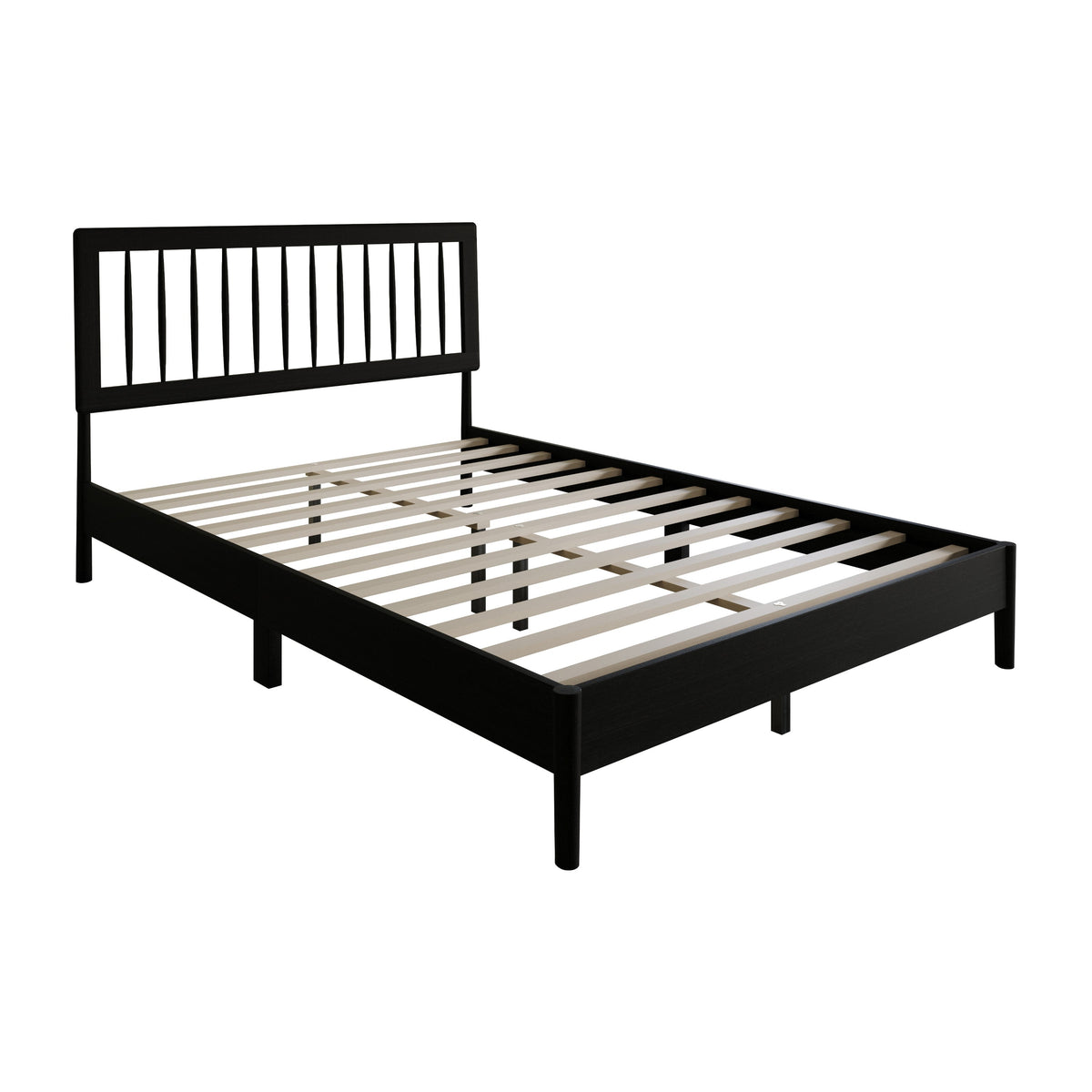 Home Design Galena Wood Platform Bed Frame for Adult, Black