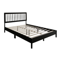 Home Design Galena Wood Platform Bed Frame for Adult, Black