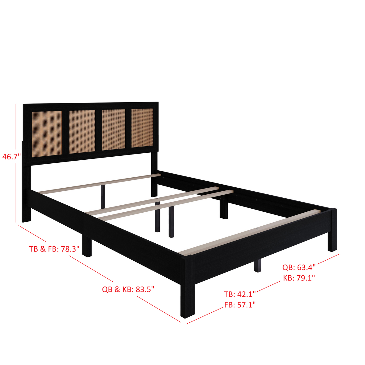 Home Design Missoula Wood Panel Bed Frame for Adult, Box Spring Required