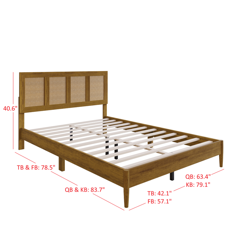 Home Design Skokie Platform Bed Frame, Brown