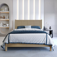 Home Design Rogers Solid Wood Platform Bed Frame with Panel Headboard, No Box Spring Needed, Sturdy& Durable