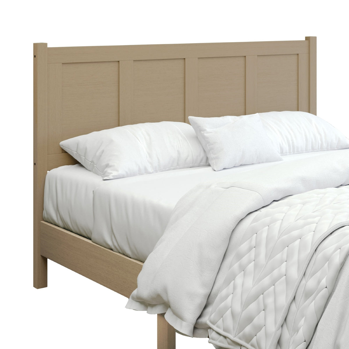 Home Design Rogers Solid Wood Platform Bed Frame with Panel Headboard, No Box Spring Needed, Sturdy& Durable