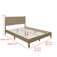 Home Design Rogers Solid Wood Platform Bed Frame with Panel Headboard, No Box Spring Needed, Sturdy& Durable