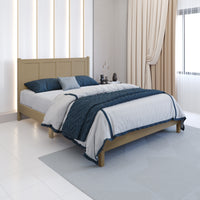Home Design Rogers Solid Wood Platform Bed Frame with Panel Headboard, No Box Spring Needed, Sturdy& Durable