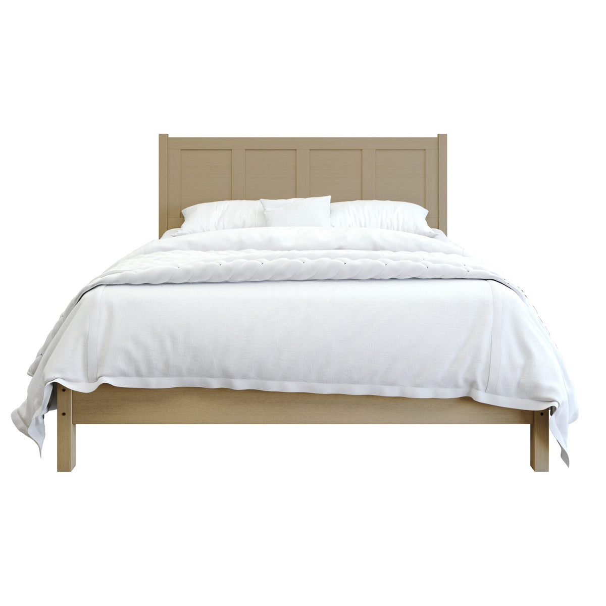 Home Design Rogers Solid Wood Platform Bed Frame with Panel Headboard, No Box Spring Needed, Sturdy& Durable