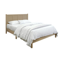 Home Design Rogers Solid Wood Platform Bed Frame with Panel Headboard, No Box Spring Needed, Sturdy& Durable