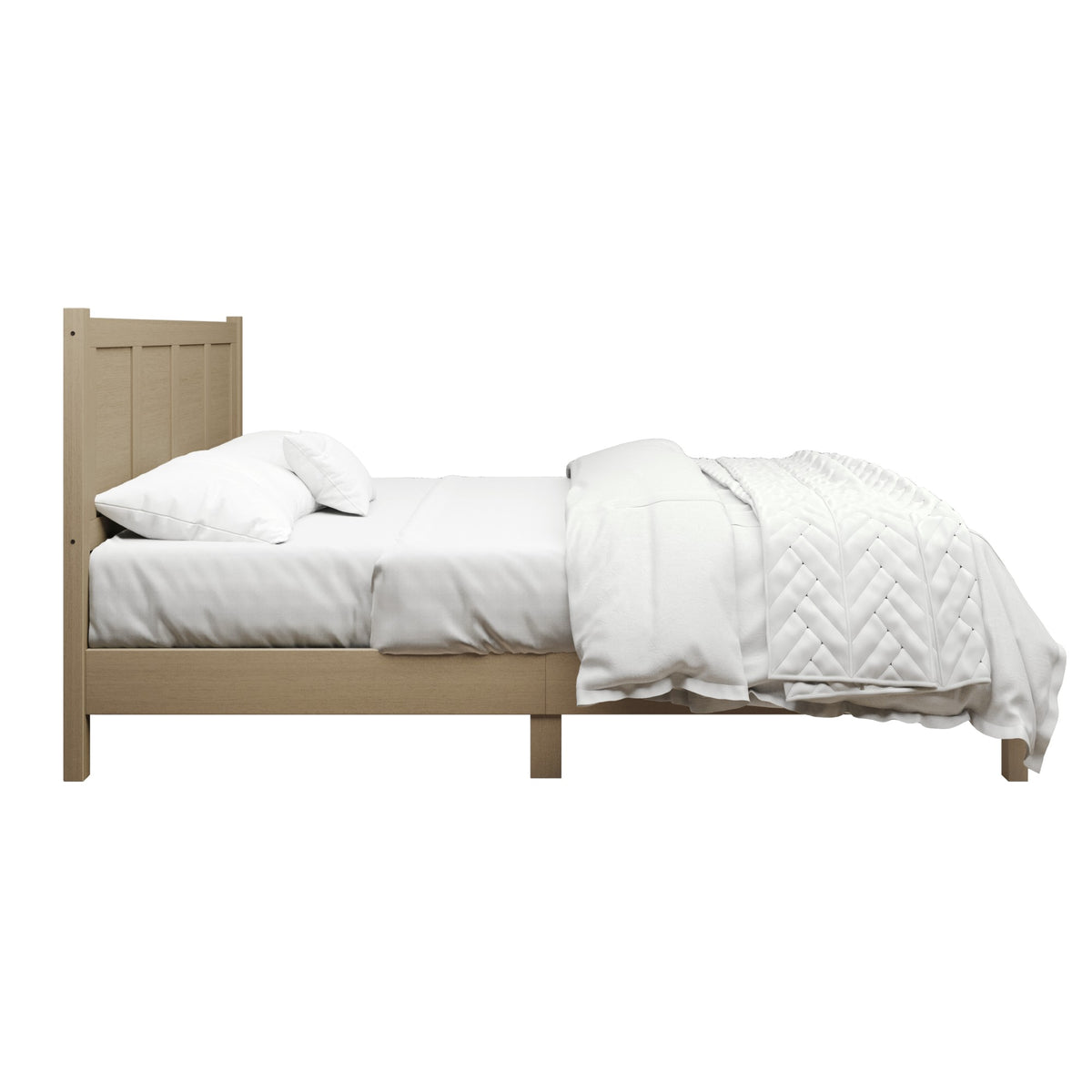 Home Design Rogers Solid Wood Platform Bed Frame with Panel Headboard, No Box Spring Needed, Sturdy& Durable