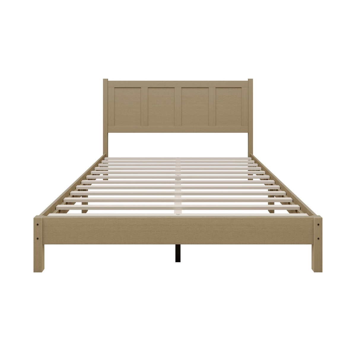 Home Design Rogers Solid Wood Platform Bed Frame with Panel Headboard, No Box Spring Needed, Sturdy& Durable