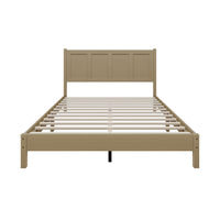 Home Design Rogers Solid Wood Platform Bed Frame with Panel Headboard, No Box Spring Needed, Sturdy& Durable