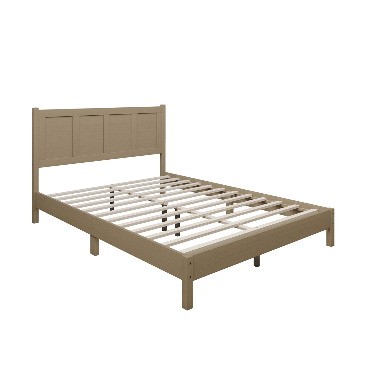 Home Design Rogers Solid Wood Platform Bed Frame with Panel Headboard, No Box Spring Needed, Sturdy& Durable