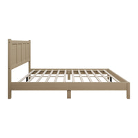 Home Design Rogers Solid Wood Platform Bed Frame with Panel Headboard, No Box Spring Needed, Sturdy& Durable