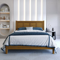 Home Design Rogers Solid Wood Platform Bed Frame with Panel Headboard, No Box Spring Needed, Sturdy& Durable