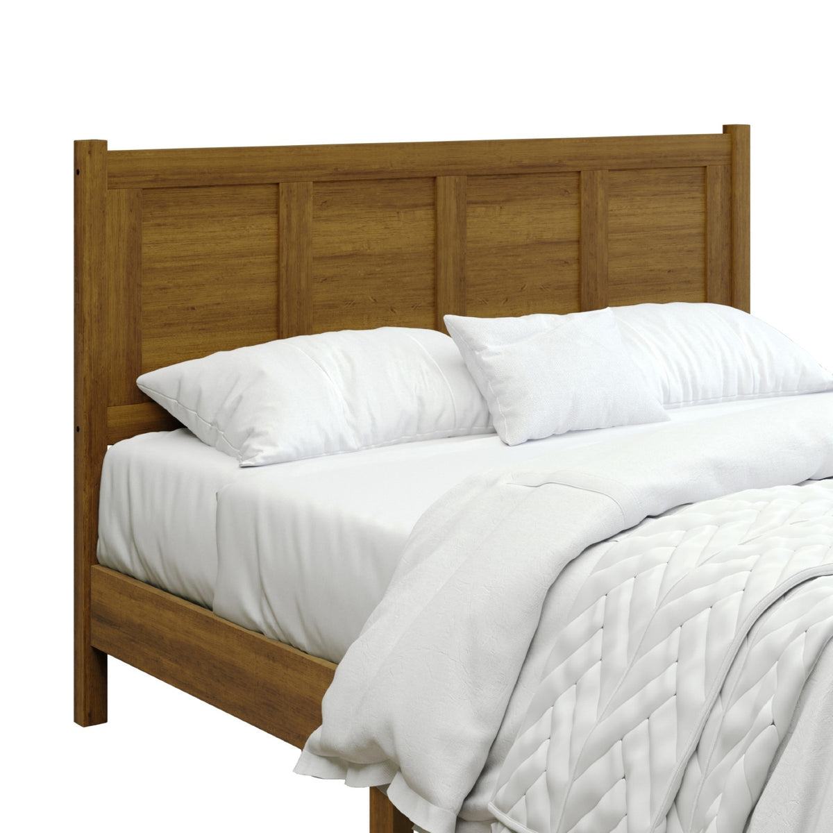 Home Design Rogers Solid Wood Platform Bed Frame with Panel Headboard, No Box Spring Needed, Sturdy& Durable