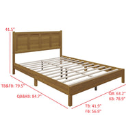 Home Design Rogers Solid Wood Platform Bed Frame with Panel Headboard, No Box Spring Needed, Sturdy& Durable
