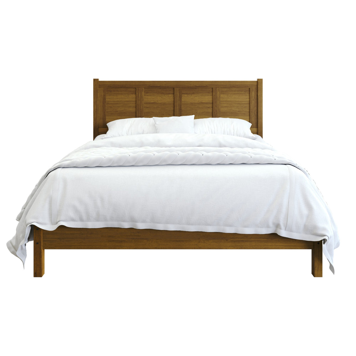 Home Design Rogers Solid Wood Platform Bed Frame with Panel Headboard, No Box Spring Needed, Sturdy& Durable
