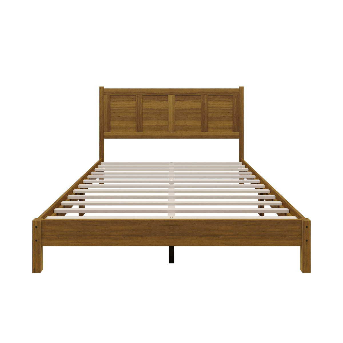 Home Design Rogers Solid Wood Platform Bed Frame with Panel Headboard, No Box Spring Needed, Sturdy& Durable