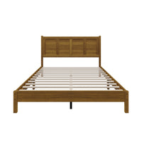 Home Design Rogers Solid Wood Platform Bed Frame with Panel Headboard, No Box Spring Needed, Sturdy& Durable