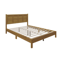Home Design Rogers Solid Wood Platform Bed Frame with Panel Headboard, No Box Spring Needed, Sturdy& Durable