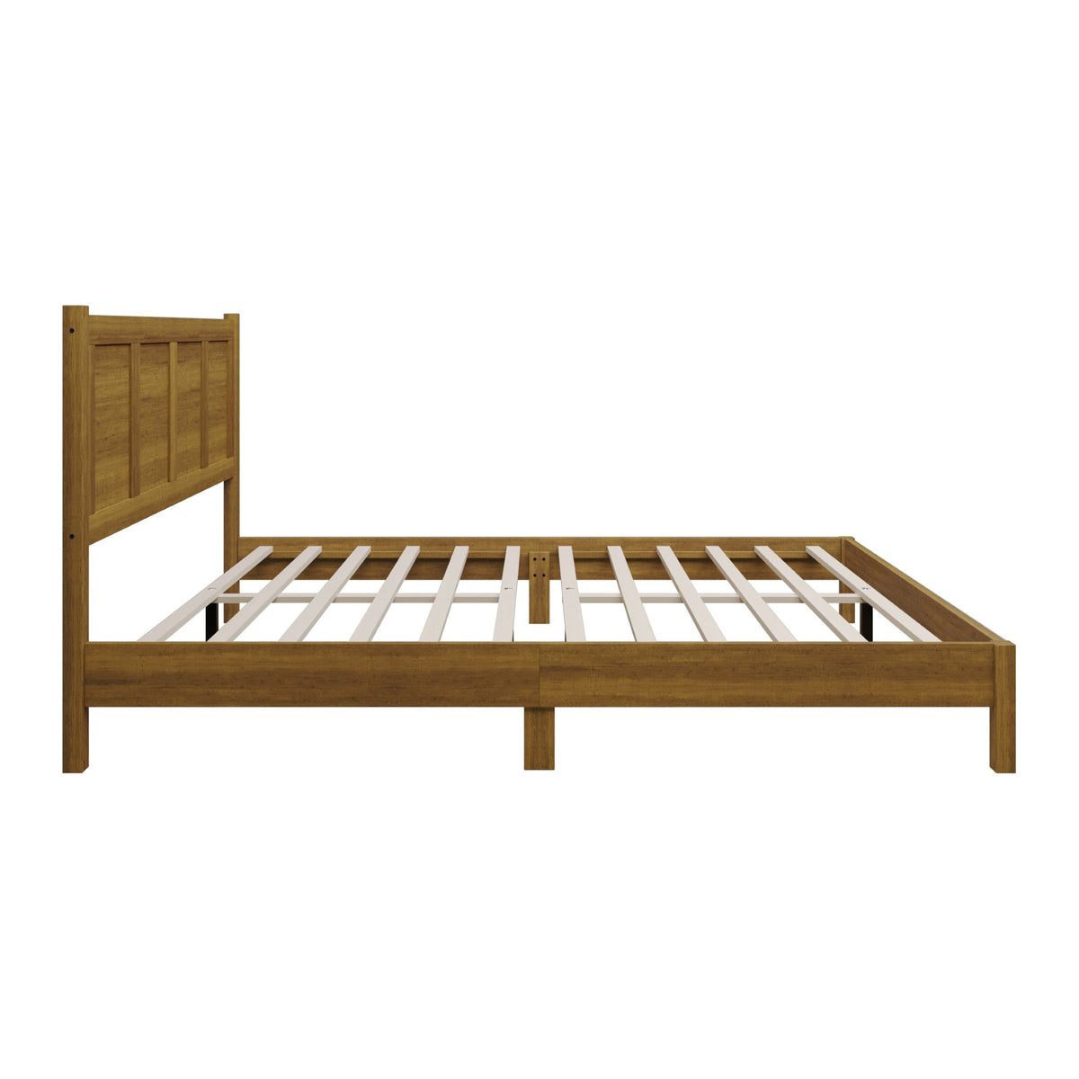 Home Design Rogers Solid Wood Platform Bed Frame with Panel Headboard, No Box Spring Needed, Sturdy& Durable