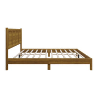 Home Design Rogers Solid Wood Platform Bed Frame with Panel Headboard, No Box Spring Needed, Sturdy& Durable