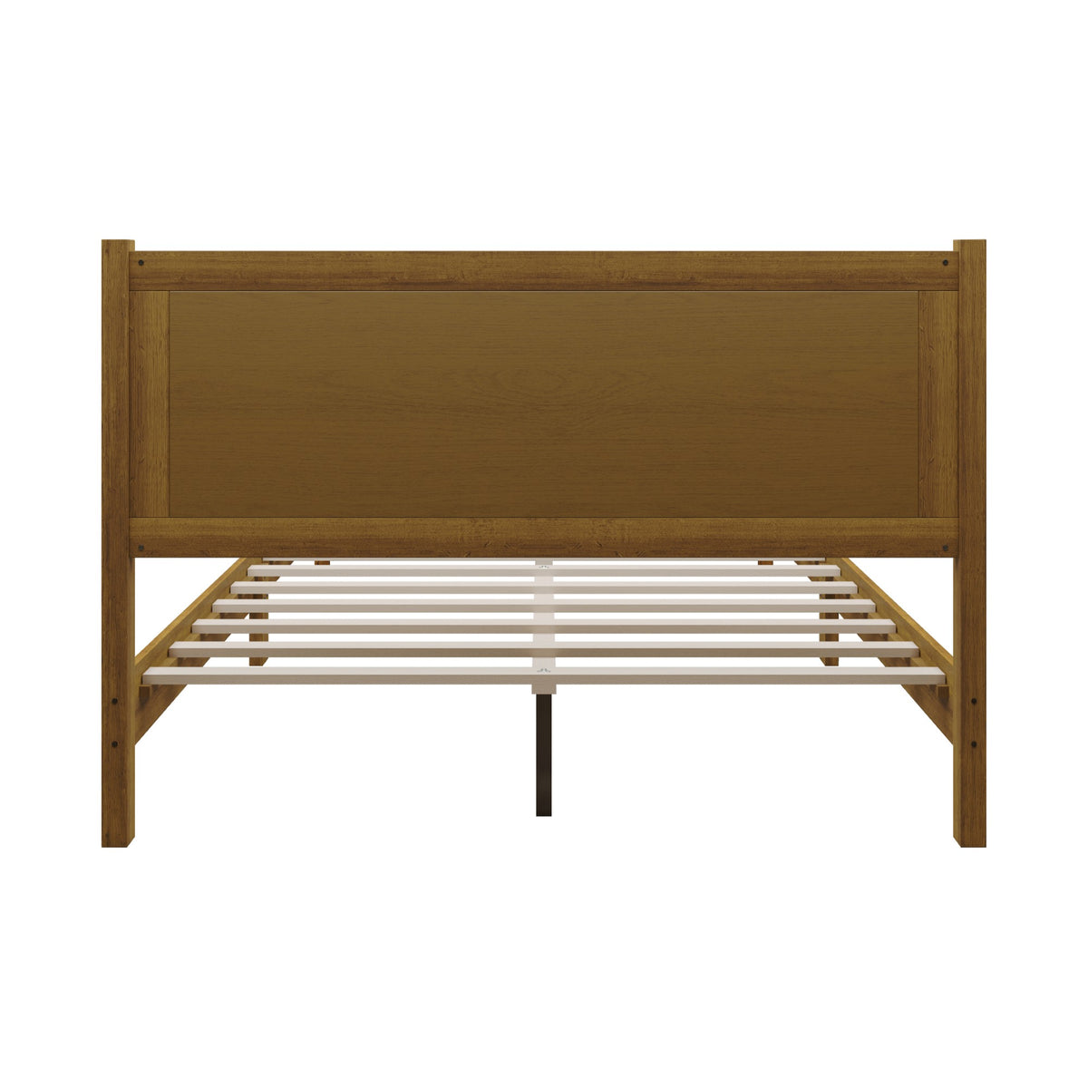Home Design Rogers Solid Wood Platform Bed Frame with Panel Headboard, No Box Spring Needed, Sturdy& Durable