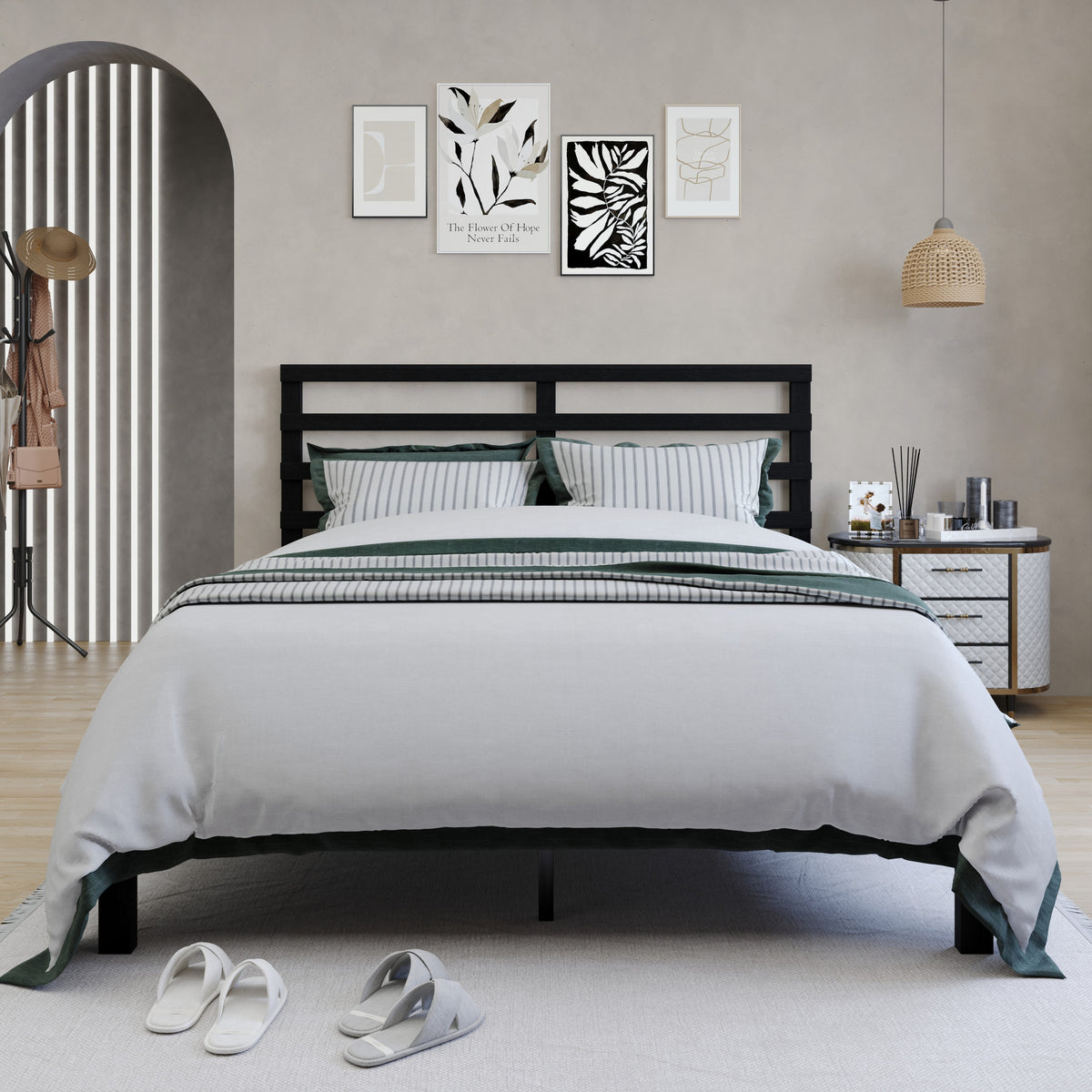 Home Design Winona Wood Panel Bed Frame for Adult