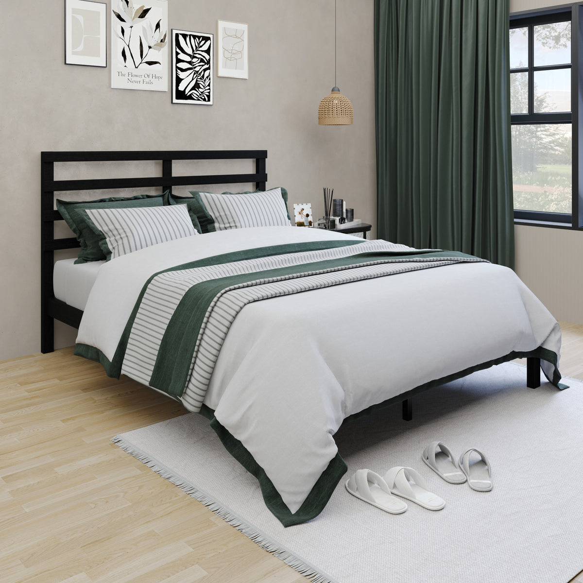 Home Design Winona Wood Panel Bed Frame for Adult