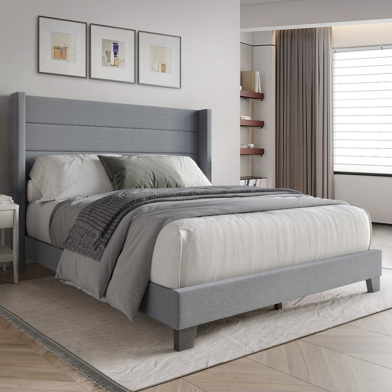 Home Design Niles Upholstered Panel Bed Frame