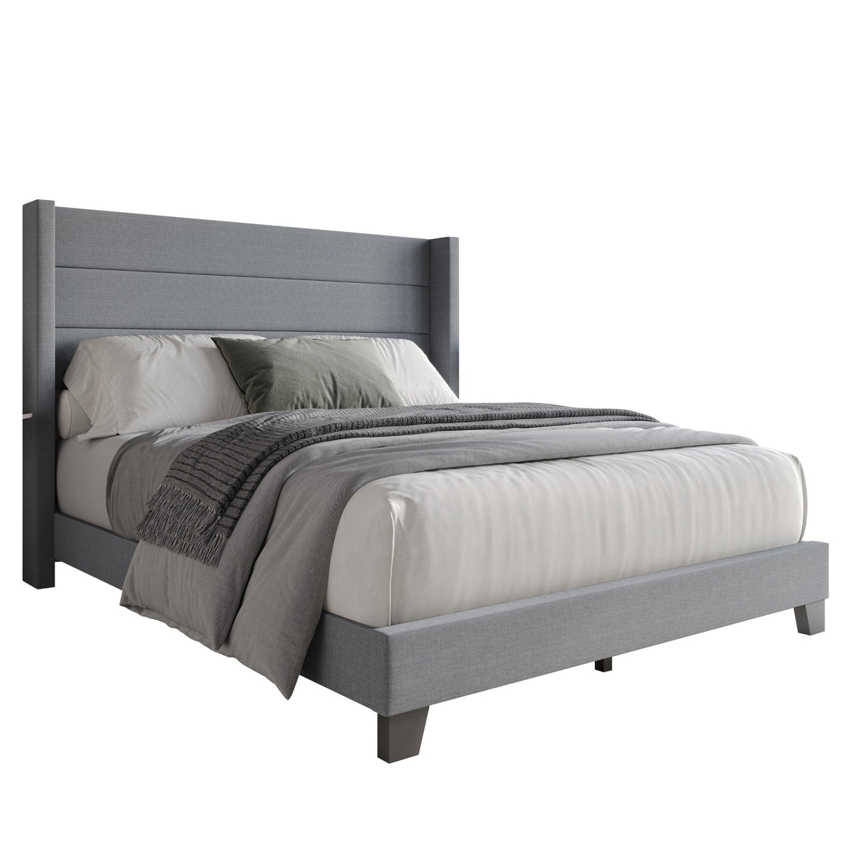 Home Design Niles Upholstered Panel Bed Frame