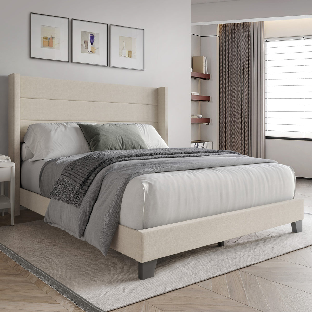 Home Design Niles Upholstered Panel Bed Frame