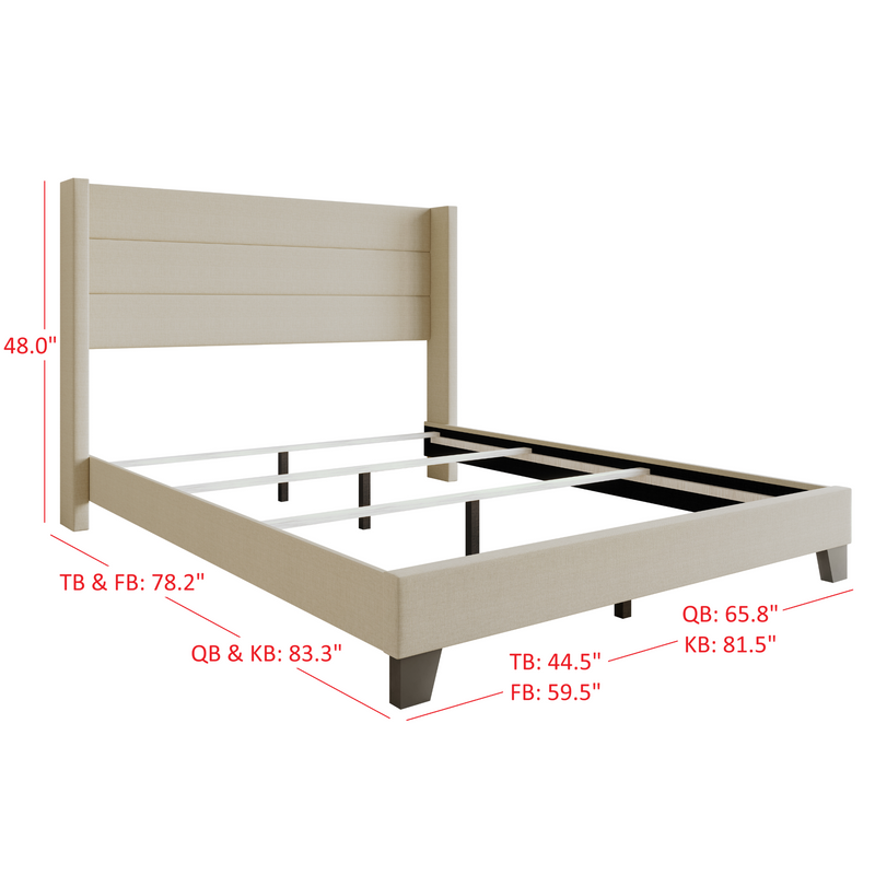 Home Design Niles Upholstered Panel Bed Frame