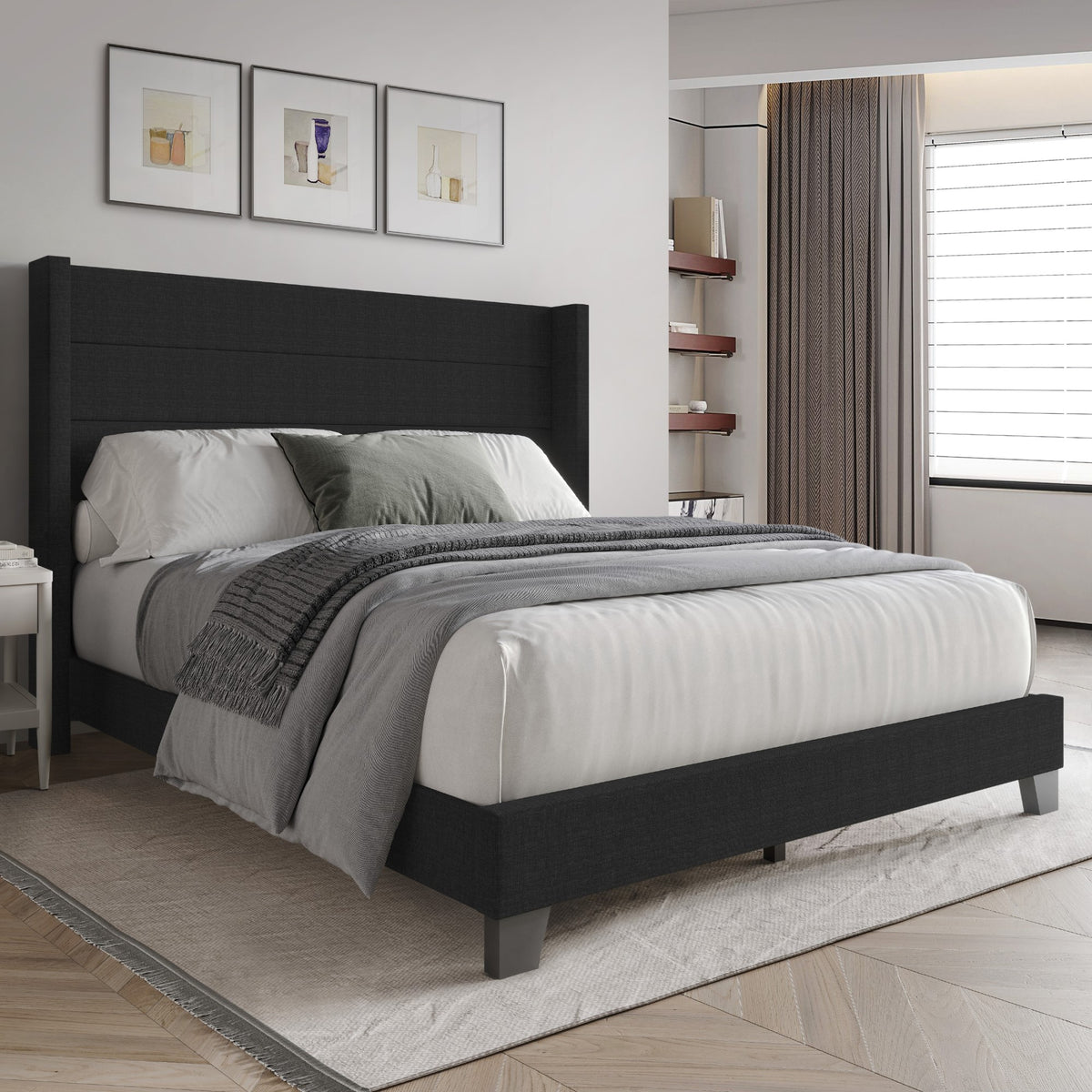 Home Design Niles Upholstered Panel Bed Frame